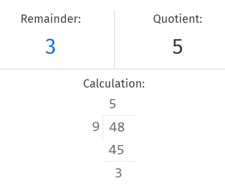 long number remainder calculator